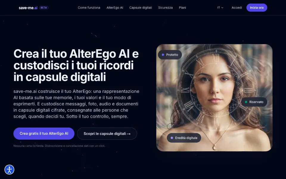 La pagina iniziale di save-me.ai